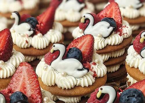 Medus minikūciņas ar gulbīšu dekoru