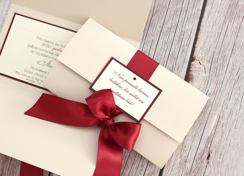 Kāzu ielūgumi SUMMER NIGHT 150x85 BEIGE AND DARK RED