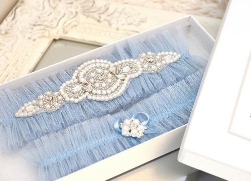 Kājas mežģīņu komplekts BLUE JENNY GARTER SET