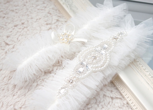 Kājas mežģīņu komplekts IVORY JENNY GARTER SET