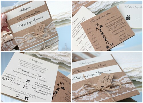 Kāzu ielūgumi COUNTRYSIDE 130X130 RUSTIC