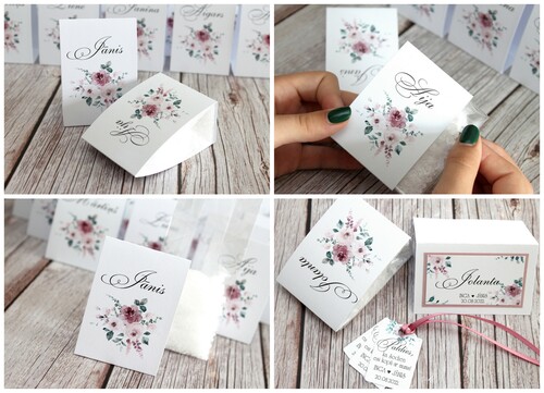 Dāvaniņas viesiem / galda kartes MOOD 55X80X35 MISTY ROSE FLOWERS