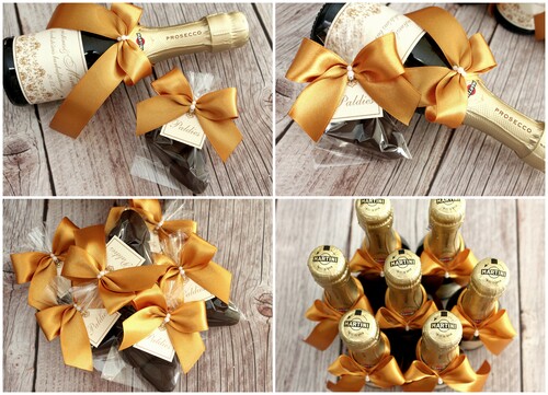 Personalizētas mazās šampanieša pudeles un dāvaniņas viesiem VIGNETTE BRONZE