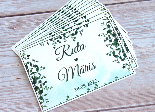 Personalizētas šampanieša pudeļu etiķetes MOOD 130X90 GREENERY