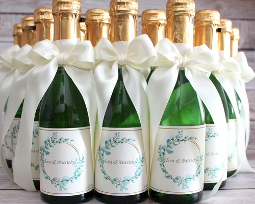 Personalizētas mazās šampanieša pudeles EVERLASTING WREATH