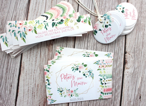 Personalizētas šampanieša pudeļu un burciņu etiķetes un šiltītes ETHEREAL BLUSH