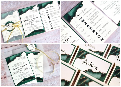 Kāzu ielūgumi un galda kartes MOOD EMERALD AGATE