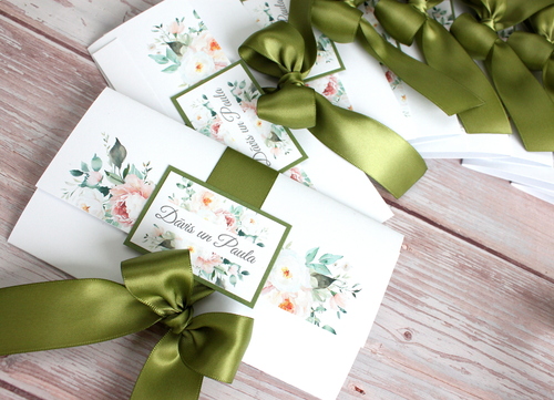 Kāzu ielūgumi BOHEME 150x80 PEACHY SUMMER & OLIVE