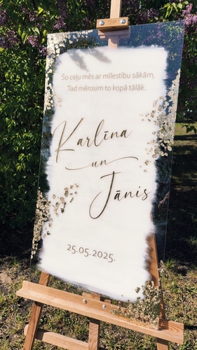 Organiskā stikla kāzu sagaidīšanas plakāts