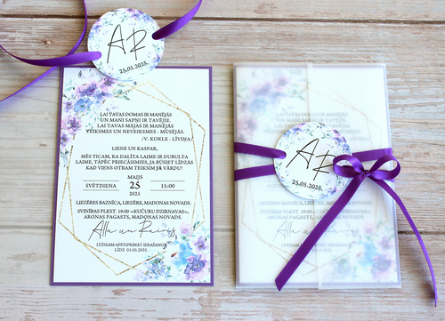 Kāzu ielūgumi FANCY 100x150 PURPLE WASHES